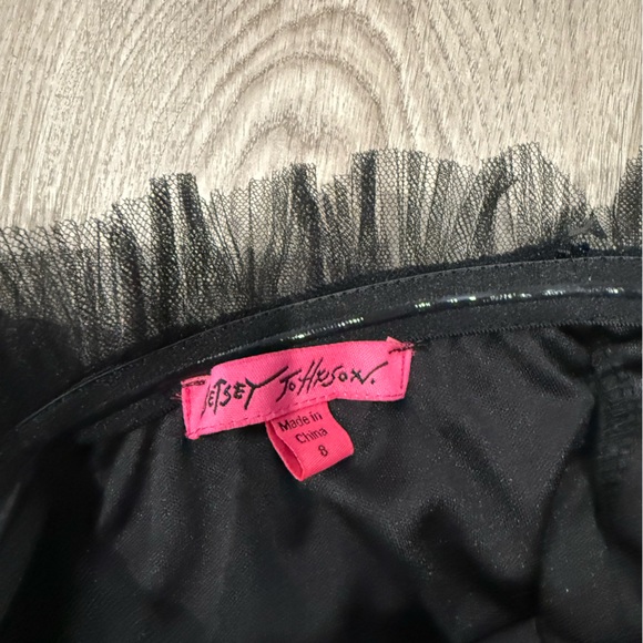 Betsey Johnson Black Tulle Strapless Mini Dress Fit & Flare Padded Bust - Picture 6 of 7